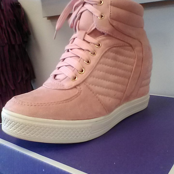 Pink Suedish Wedge Heel Sneaker - Picture 2 of 8